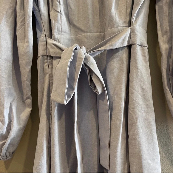 Showpo Cant Move On Dress Linen Look NWT Powder Blue Size 6 Faux Wrap - Picture 12 of 12